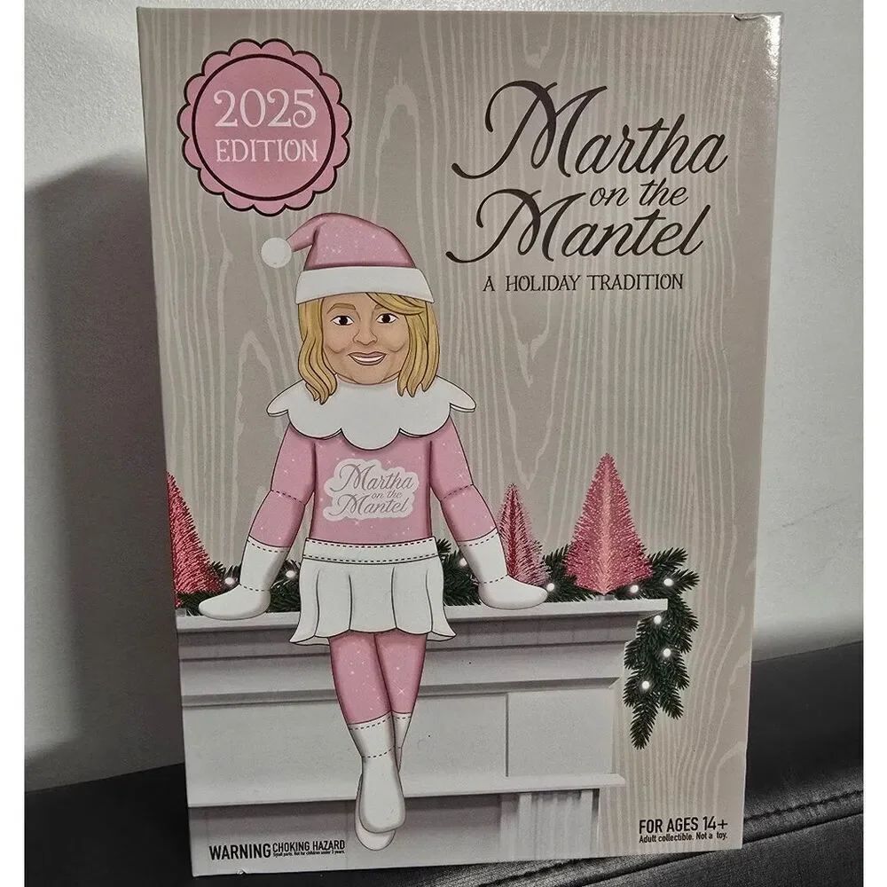 Martha Stewart Martha on The Mantel 10” Christmas Pink Plush Figurine, New